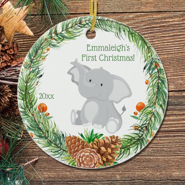 First Christmas « Baby Elephant Ceramic Ornament (Creator Uploaded)