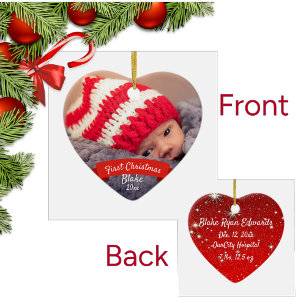 First Christmas Baby Gender Neutral Keepsake Photo Ceramic Ornament