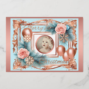 First Christmas Baby Girl Pastel Rose Gold Retro