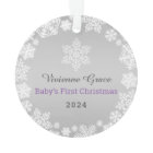 First Christmas Baby Girl Snowflake Frame Photo