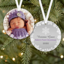 First Christmas Baby Girl Snowflake Frame Photo