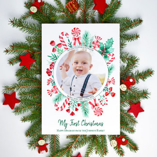 First Christmas Baby Keepsake Christmas Photo Holiday Card