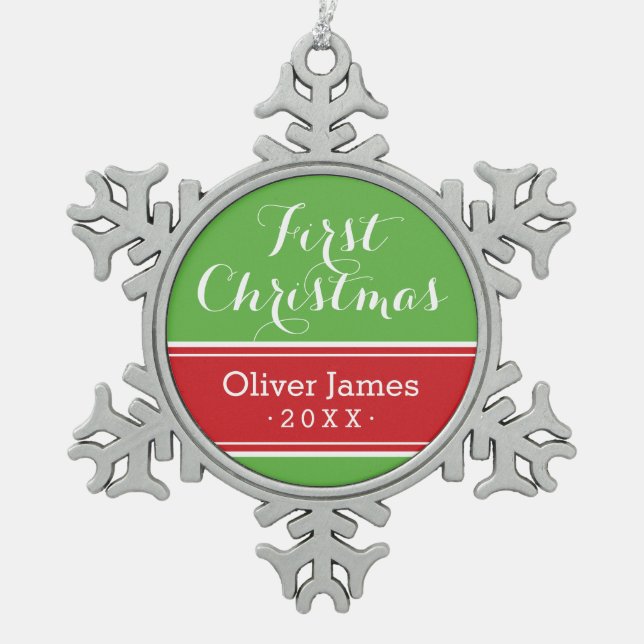 First Christmas Baby Keepsake Holiday Ornament (Front)