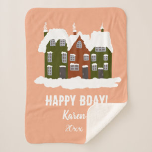First Christmas Baby Modern Holyday Sherpa Blanket