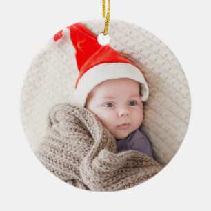 First Christmas Baby Photo Birth Stats Ceramic Ornament