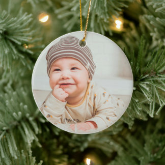 First Christmas Baby Photo Ceramic Ornament