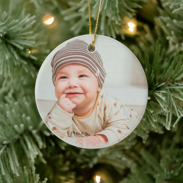 First Christmas Baby Photo  Ceramic Ornament (Tree)