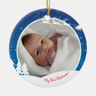 First Christmas baby photo Ceramic Tree Decoration