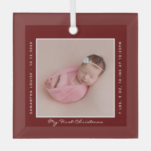 First Christmas Baby Photo Holiday Keepsake Glass Tree Decoration