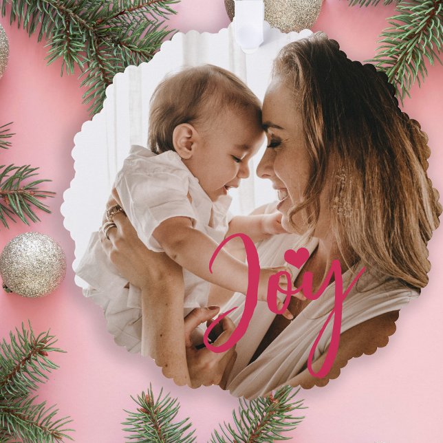 First Christmas baby photo name modern Tree Decoration Card (Creator Uploaded)