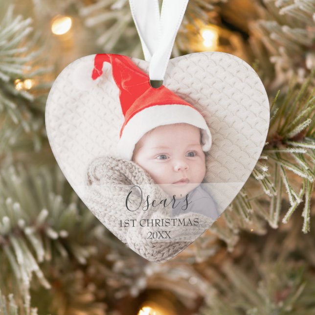 First Christmas Baby Photo Name Ornament (Tree)