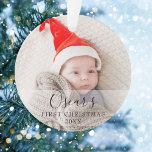 First Christmas Baby Photo Name  Ornament<br><div class="desc">Personalise with your favourite baby photos name and date to create a unique memory and gift for a first Christmas. A lovely keepsake to celebrate your new arrival! Designed by Thisisnotme©</div>