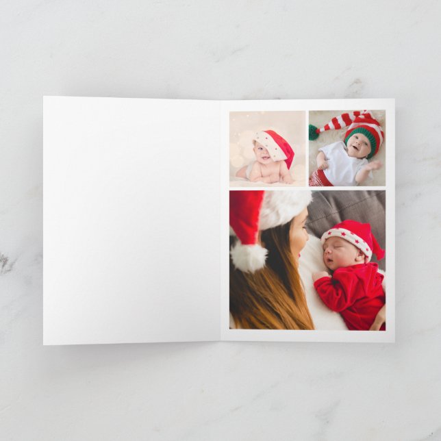 First Christmas Baby Photos Festive Holiday Card (Inside)