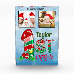 First Christmas Baby Two Photos Custom Photo Block