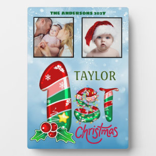 First Christmas Baby Two Photos Custom Photo  Plaque