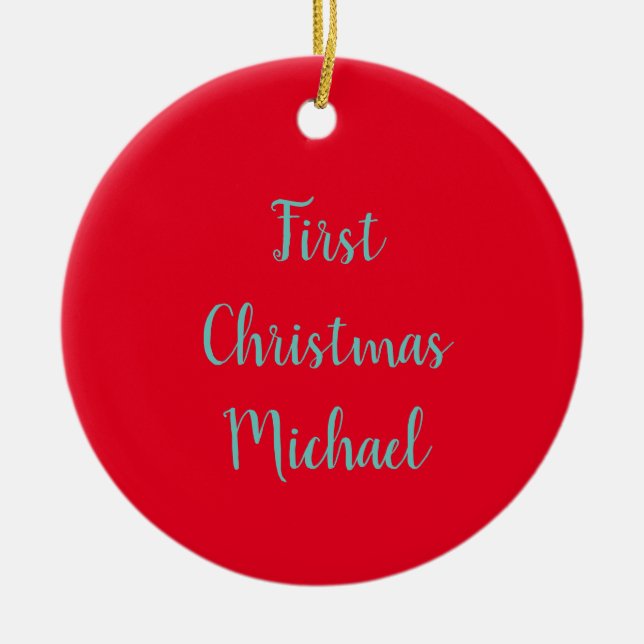 First Christmas Baby Your Own Photo Picture Ceramic Ornament (Front)