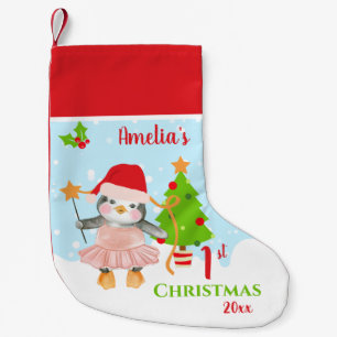 First Christmas Ballerina Penguin  Small Christmas Stocking
