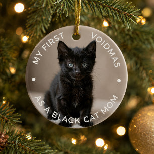 First Christmas Black Cat Mum Photo Keepsake Ceramic Ornament