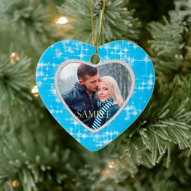 First Christmas Blue Ice Stars Template Ceramic Ornament (Tree)