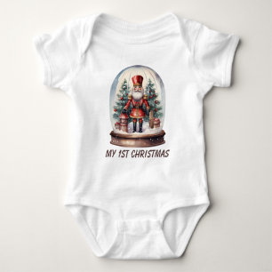 first Christmas boy nutcracker watercolor  Baby Bodysuit