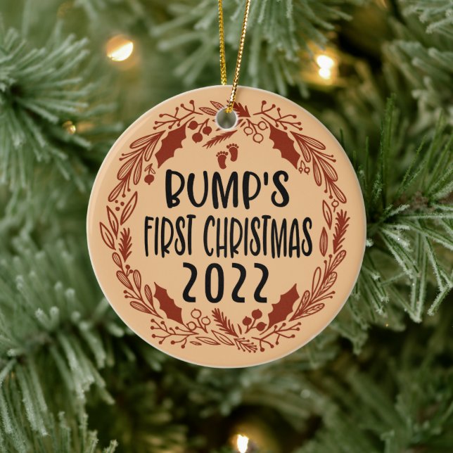 First Christmas bump | bump gift pregnancy xmas  Ceramic Ornament (Tree)