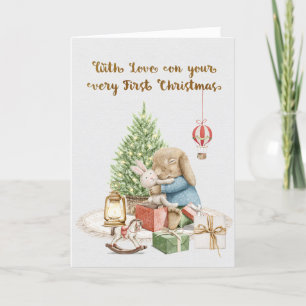First Christmas Bunny Holiday Greeting Card