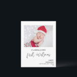 First Christmas Calligraphy Photo Postcard<br><div class="desc">First Christmas Calligraphy Photo Postcard Modern single photo on the front first Christmas photo postcard featuring a modern monoline calligraphy word first Christmas and small Christmas tree drawing. Your Christmas greeting appears on the back. This modern first Christmas photo postcard is a sweet way to send family and friends a...</div>