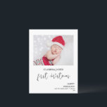 First Christmas Calligraphy Photo Postcard<br><div class="desc">First Christmas Calligraphy Photo Postcard Modern single photo on the front first Christmas photo postcard featuring a modern monoline calligraphy word first Christmas and small Christmas tree drawing. Your Christmas greeting appears on the back. This modern first Christmas photo postcard is a sweet way to send family and friends a...</div>