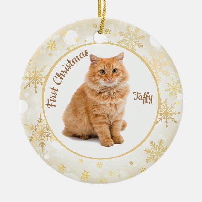 First Christmas Cat Pet Ornament (Front)