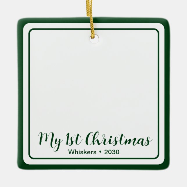 First Christmas Cat Photo Ceramic Ornament (Front)