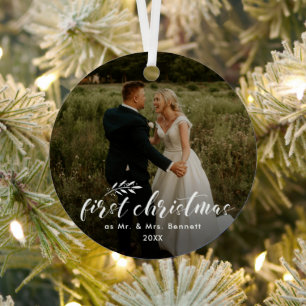 First Christmas Chic Handwritten Holiday Metal Tree Decoration
