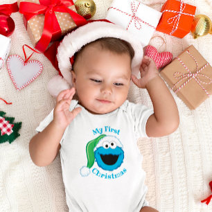 First Christmas Cookie Monster Baby Bodysuit