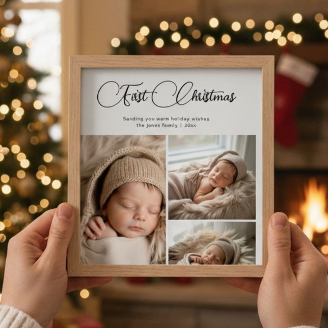 First Christmas Cosy 3 Family photo Holiday Card (Creator Uploaded)