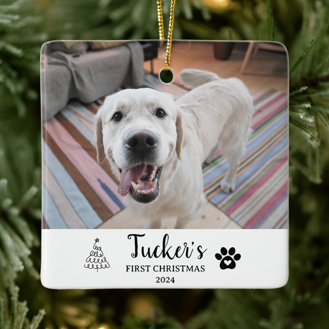 First Christmas Custom Dog Photo  Ceramic Ornament (Creator Uploaded)
