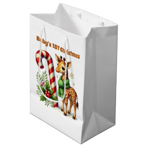 First Christmas customisable giraffe Medium Gift Bag
