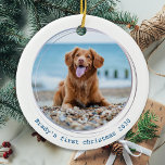 First Christmas Customized Dog Pet Photo Ceramic Ornament<br><div class="desc">Decorate your tree or send a special gift with this super cute personalized custom pet photo christmas ornament. This simple and modern dog christmas ornament will be a favorite among all dog lovers. Add your dog's photo and personalize with name and year. Ornament is double sided, you can do different...</div>