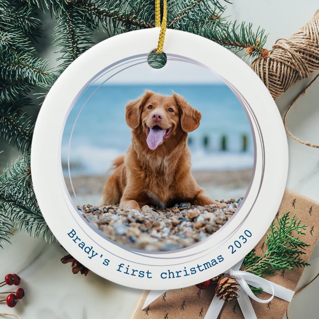 First Christmas Customized Dog Pet Photo Ceramic Ornament (Creator Uploaded)