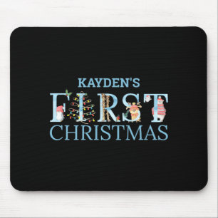 First Christmas Cute Animal Letters Boy Name Baby Mouse Pad
