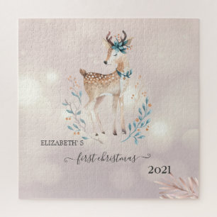 First Christmas,Cute Deer Holiday  Jigsaw Puzzle