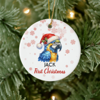 First Christmas cute Macaw Parrot baby Ornament