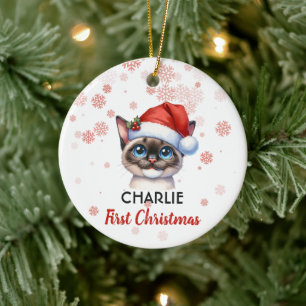 First Christmas cute Siamese cat baby Ornament