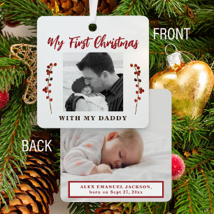 First Christmas dad and baby 2 photo Metal Tree Decoration