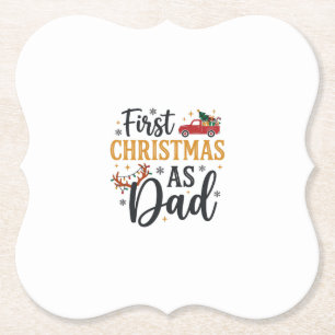 First Christmas Dad Holiday Truck Paper Coaster