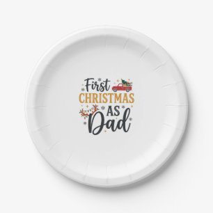 First Christmas Dad Holiday Truck Paper Plate