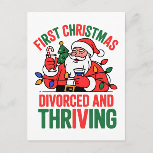 First Christmas Divorced and Thriving Christmas  Postcard