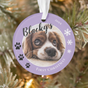 First Christmas Dog Name Photo Ornament