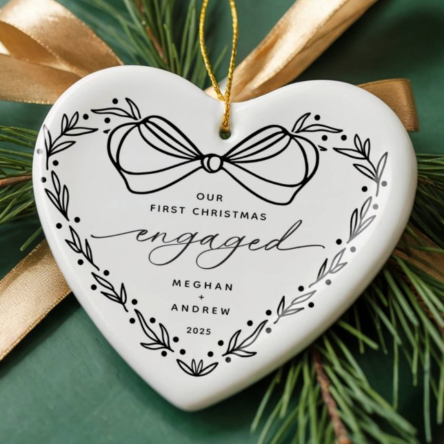 First Christmas Engaged Ceramic Ornament (Creator Uploaded)