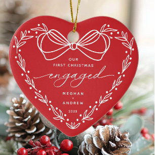 First Christmas Engaged Ceramic Ornament