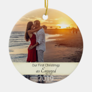 First Christmas Engaged Ceramic Ornament