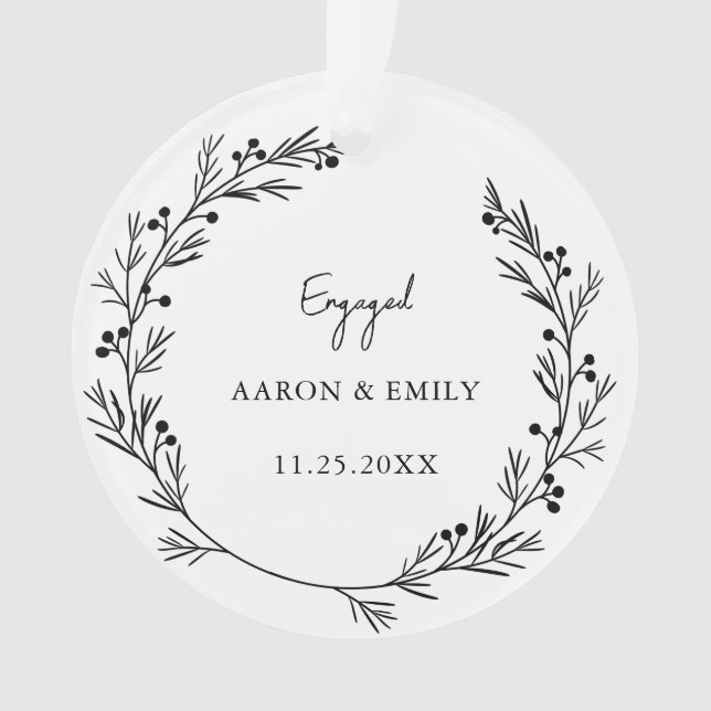 First Christmas Engaged Couple Acrylic Ornament (Front)